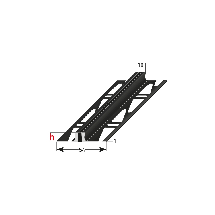 Auer Dehnungsfugen- & Fliesenprofile Overvecht 10 x 2500 mm Höhe 2 - 6 mm Aluminium Schwarz