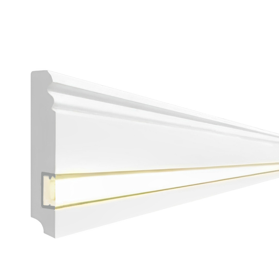 Beliebte Licht Sockelleiste MDF-Kern, foliert weiß (19 x 96 x 2500 mm) by PROVISTON