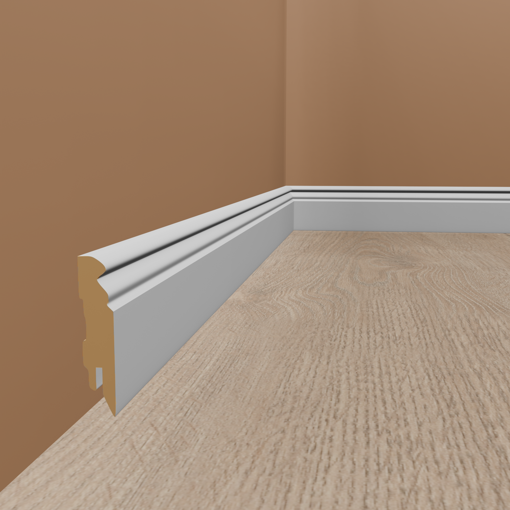 PROVISTON Fußleiste weiß 16 x 58 x 2500 mm Foliert MDF-Sockelleiste Hamburger Profil