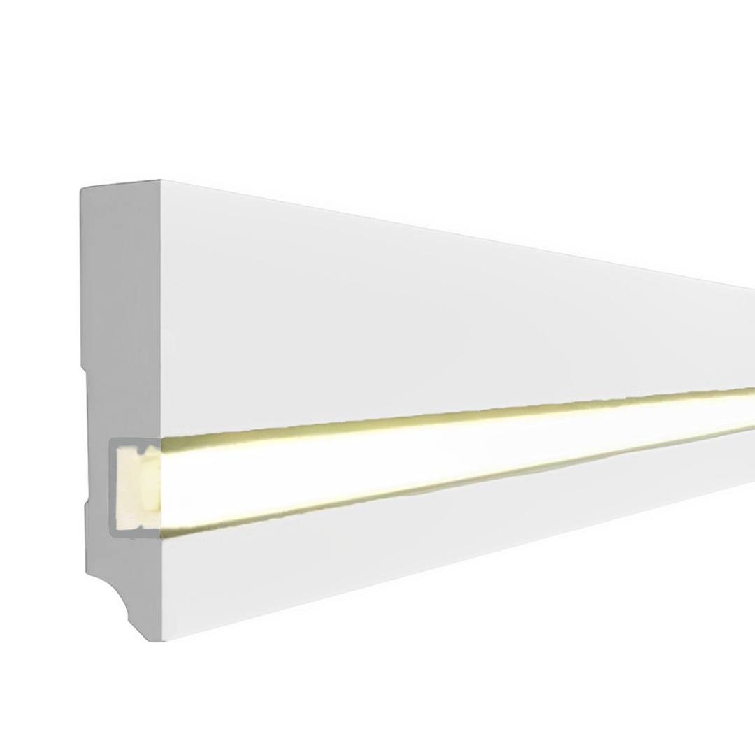 Stilechte Licht Sockelleiste MDF-Kern, foliert weiß (19 x 96 x 2500 mm) by PROVISTON