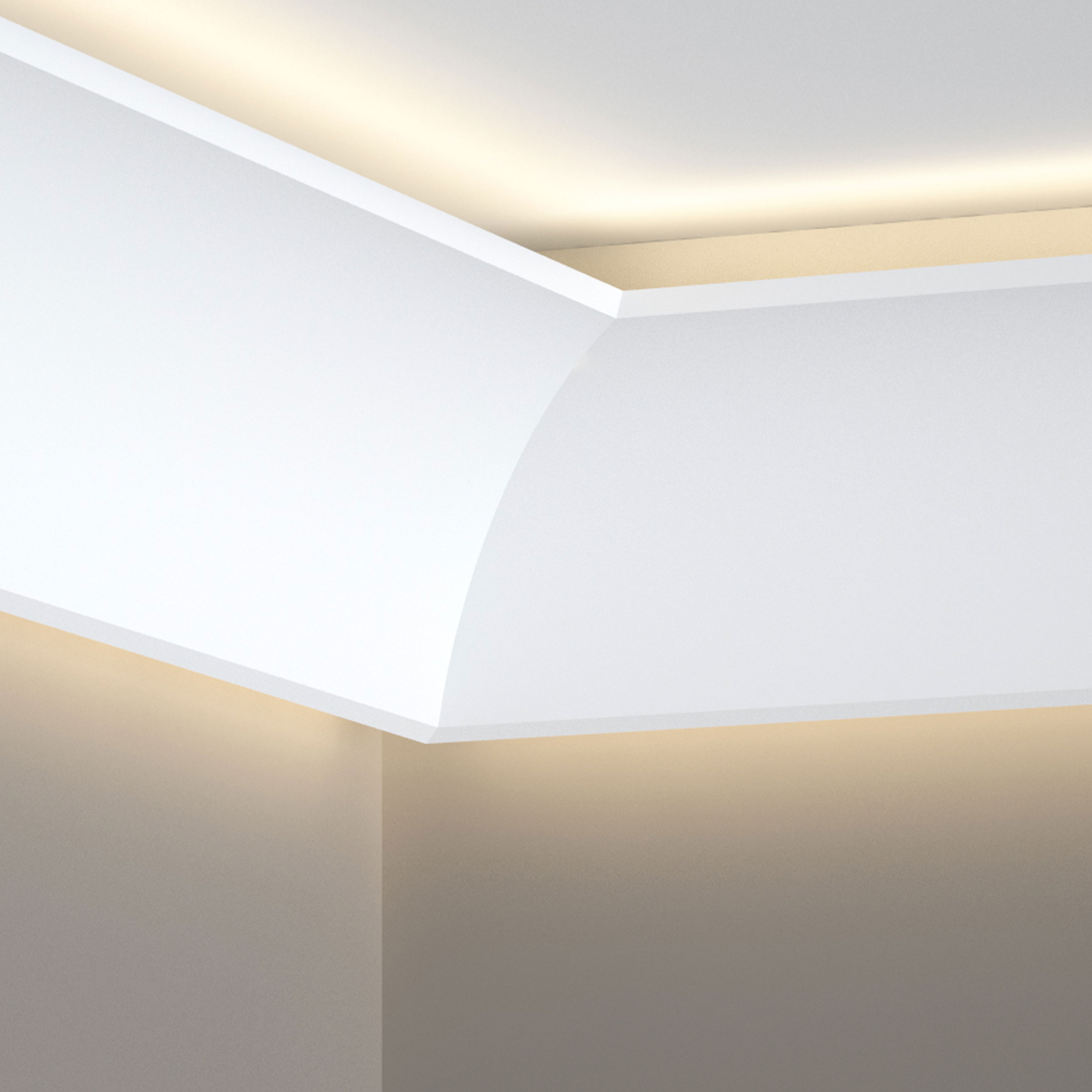 Innenwinkel für Hochwertige Licht Stuckleiste "QL002" Polyurethan weiß (85 x 85 mm)