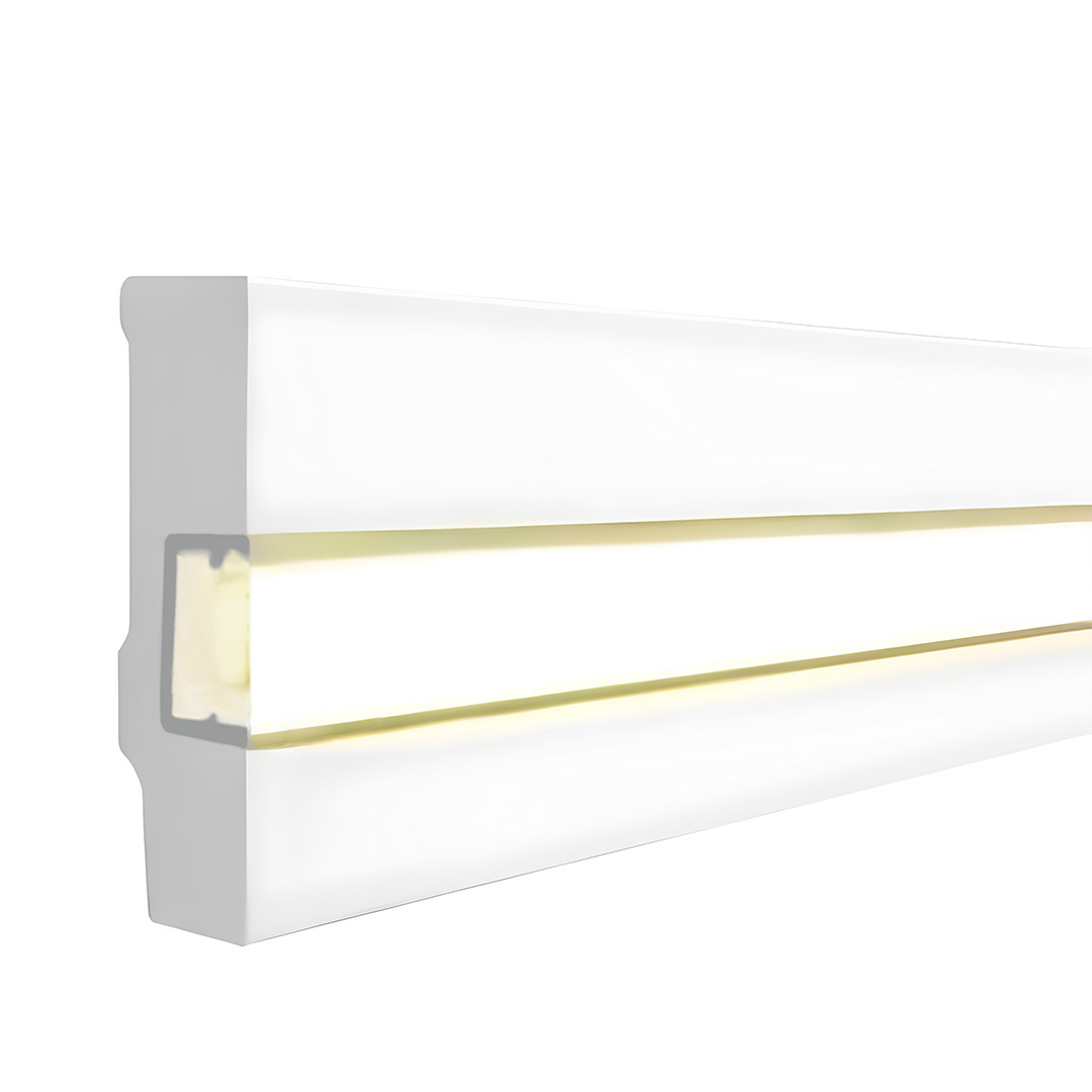 Moderne Licht Fußleiste MDF-Kern, foliert weiß (16 x 58 x 2500 mm) by PROVISTON