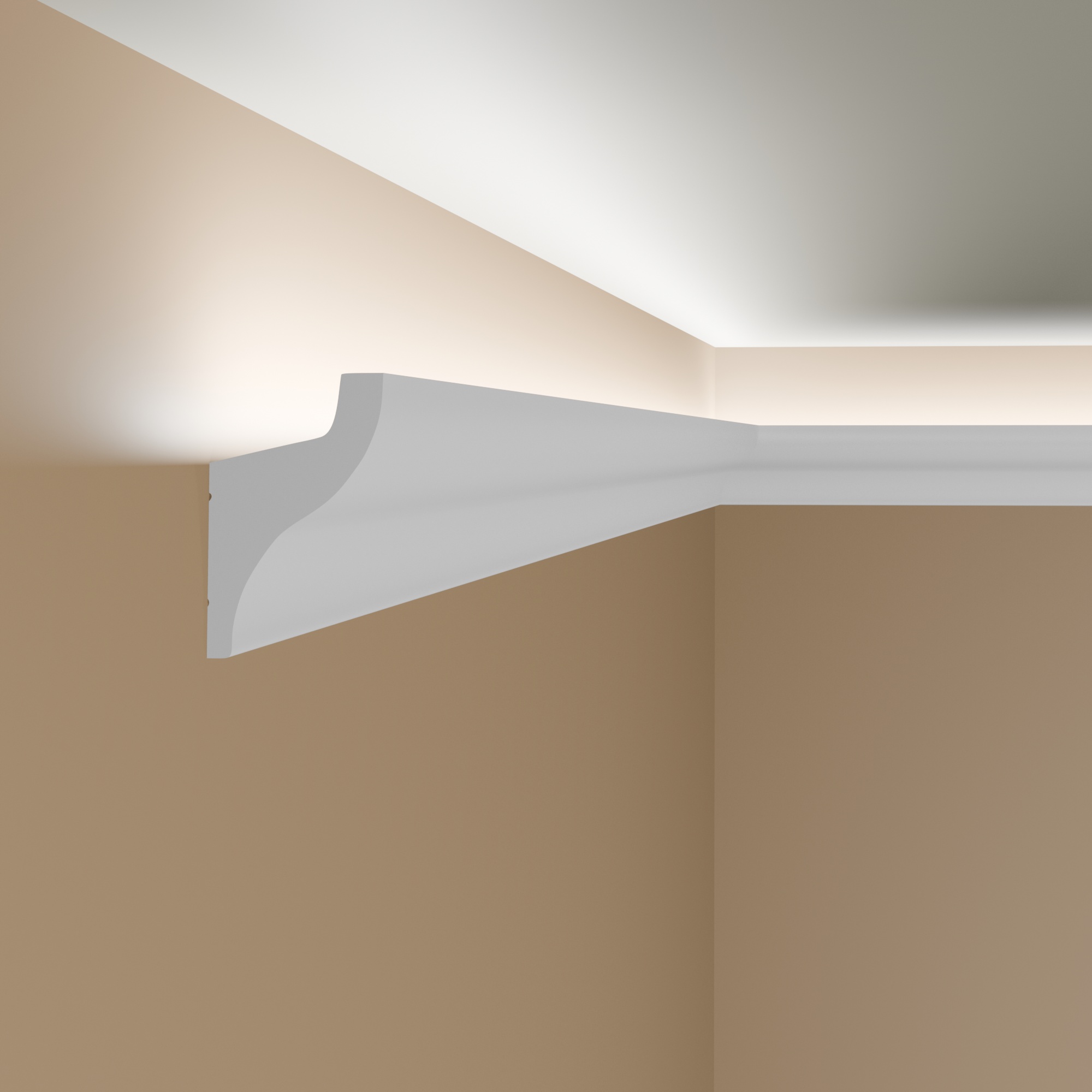 Stylische Licht Stuckleiste (NMC Wallstyl IL3) aus hochfestem Polystyrol (32.5 x 50 x 2000 mm) (LED