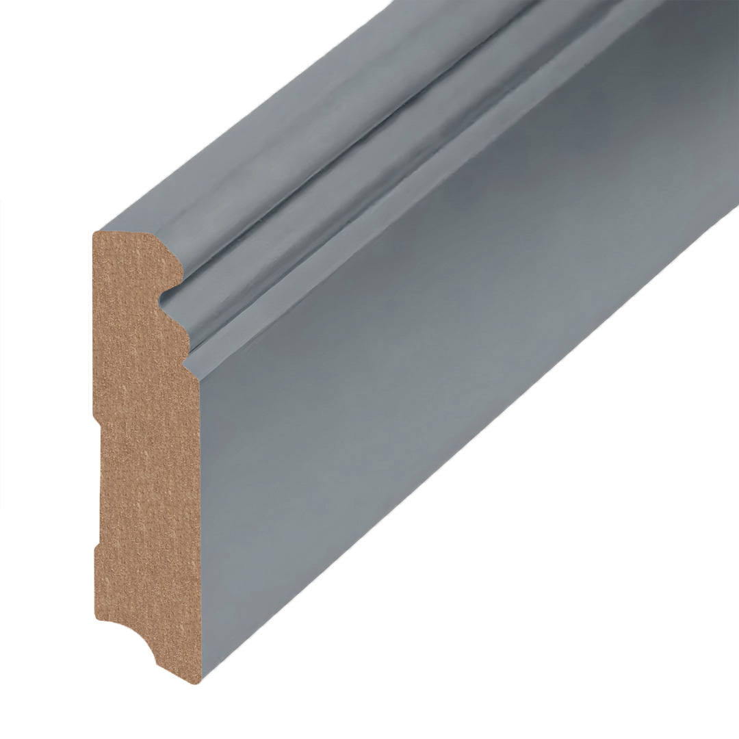 Schöne MDF Fussleiste Berliner Stil 19 x 80 x 2500 mm Foliert Stahl Natur by PROVISTON