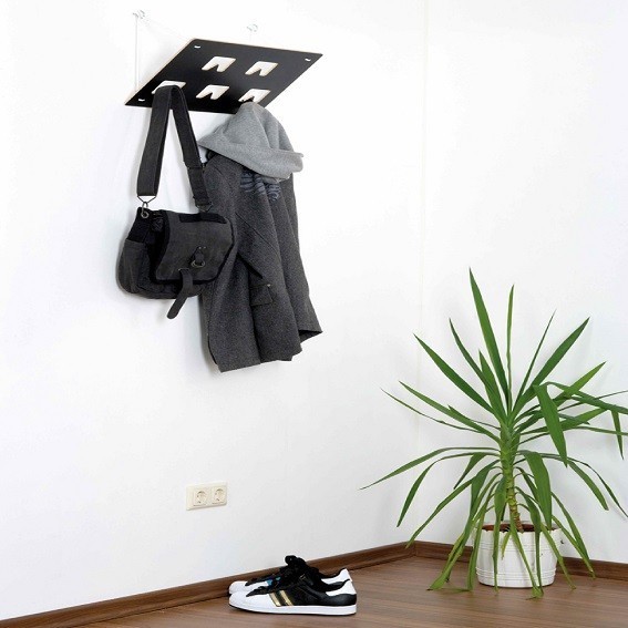 Garderobe | Garderobenrechteck mit 5 Garderobenhaken | Schwarz & Weiß