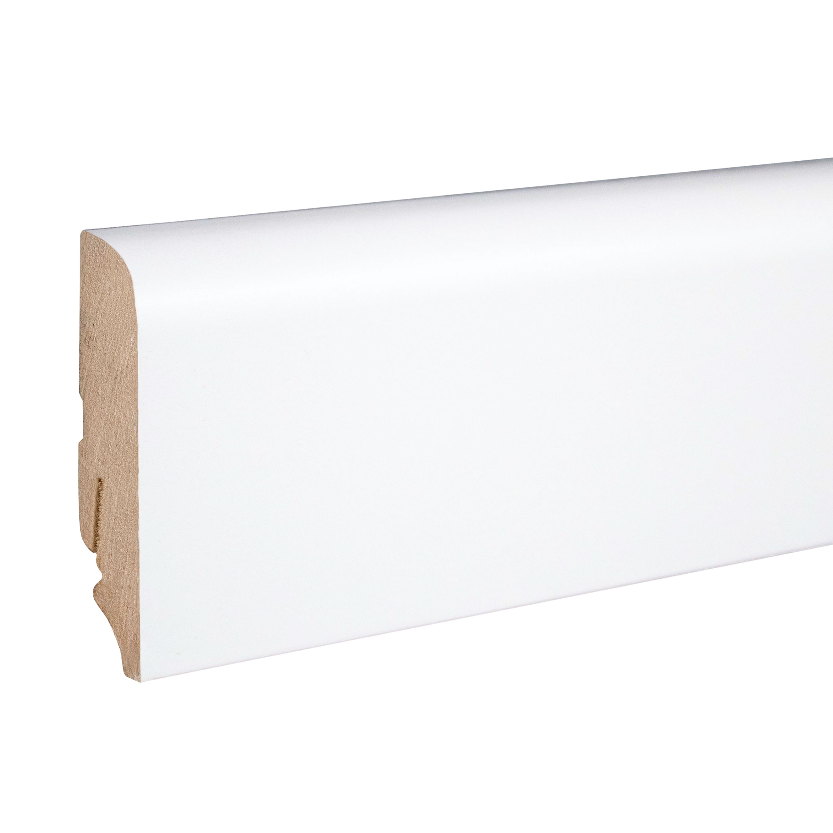 PROVISTON | 19 x 70 x 2400 mm | abgerundetes Profil | folierte Sockelleiste | MDF-Fußleiste | weiß
