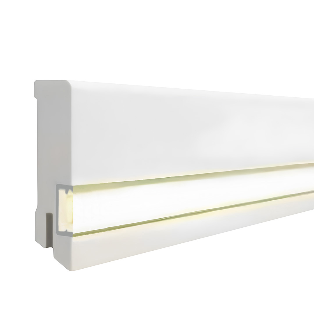 Licht Sockelleiste MDF foliert weiß 16 x 58 x 2500 mm LED Leisten indirekte Beleuchtung by PROVISTON