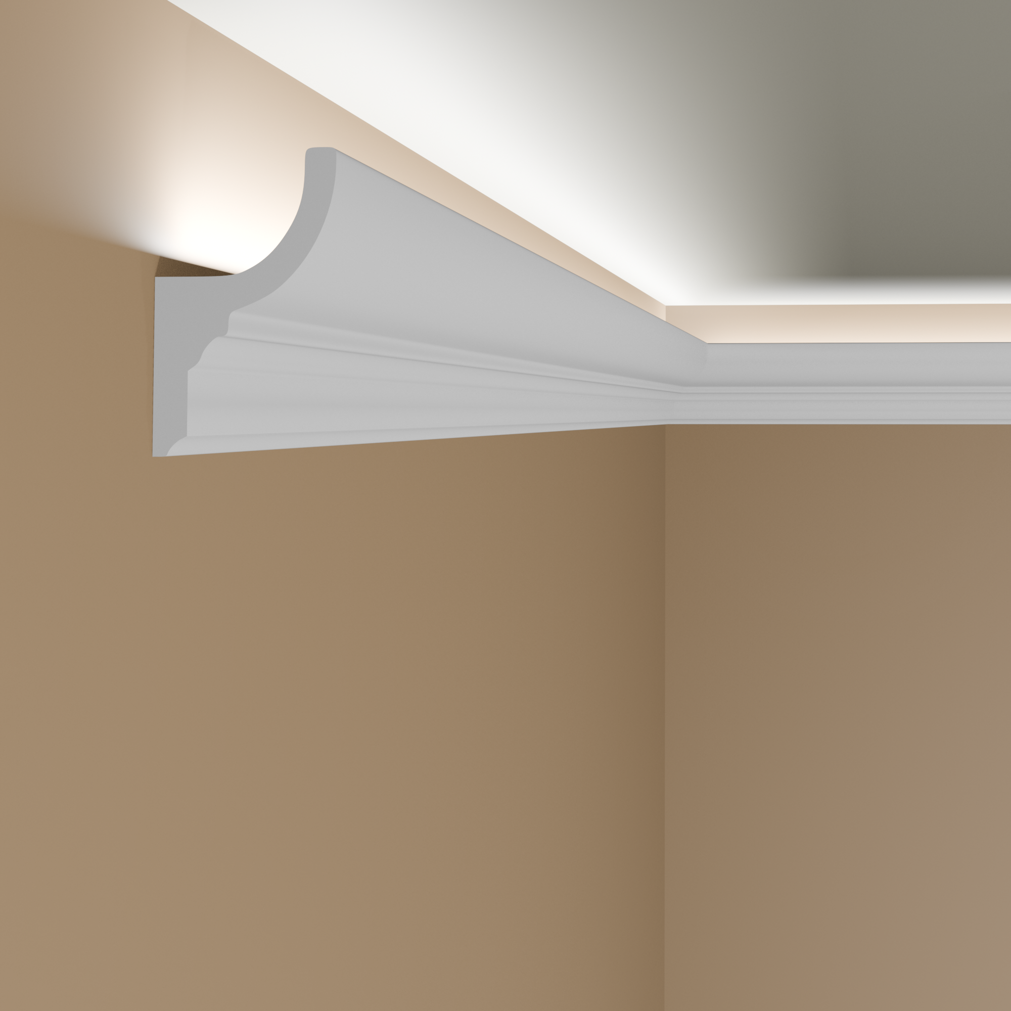 PROVISTON Licht Stuckleiste Kunststoff Weiß | 42 x 70 x 2000 mm Moderne Lichtleiste für die Decke