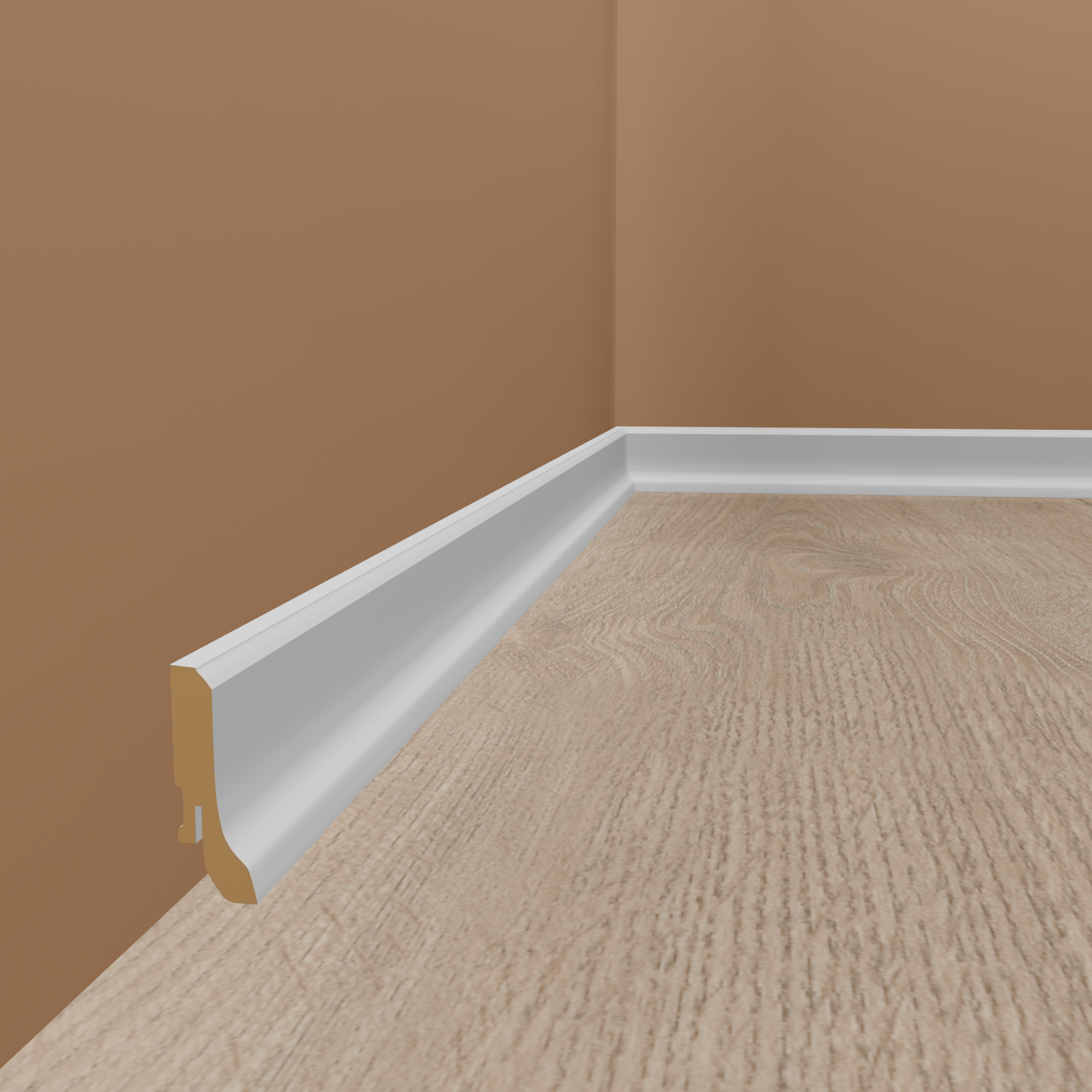 Sockelleiste Abgerundetes Profil 20 x 60 x 2500 mm MDF foliert Weiß Modern by PROVISTON