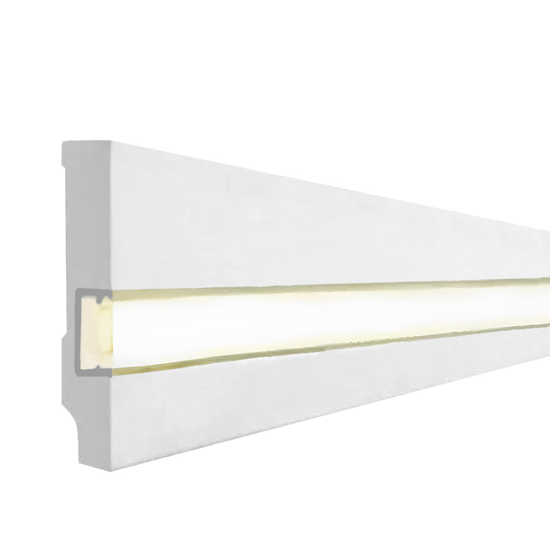 Design Licht Fußleiste MDF-Kern, foliert weiß (16 x 70 x 2500 mm) by PROVISTON