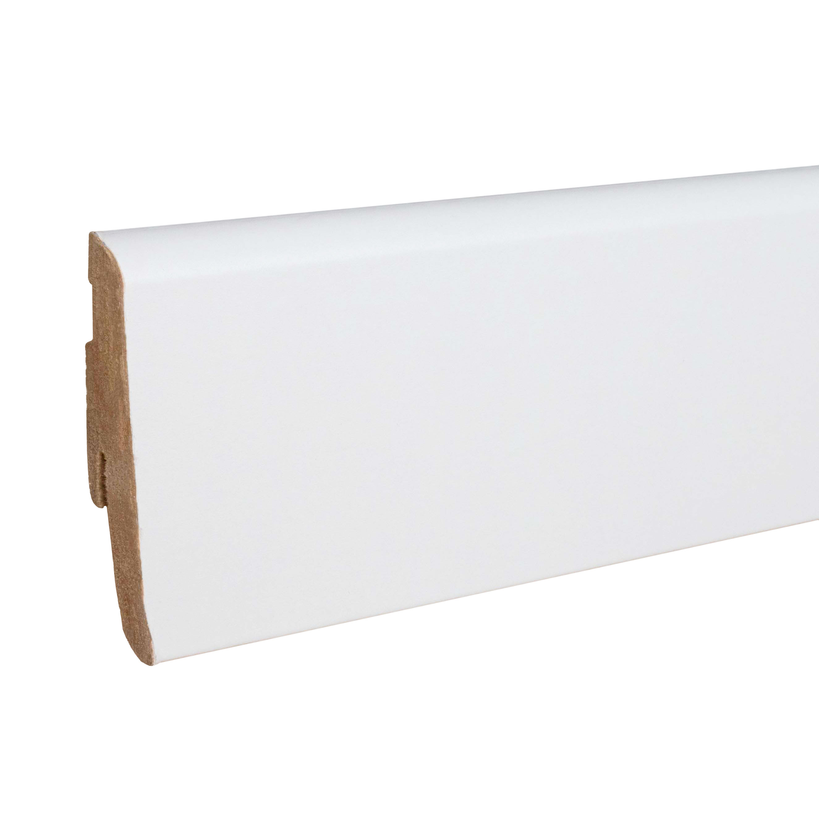 Neuhofer | Sockelleiste | 19 x 58 x 2400 mm | MDF Fußleiste | Weiß | Foliert | Abgerundet