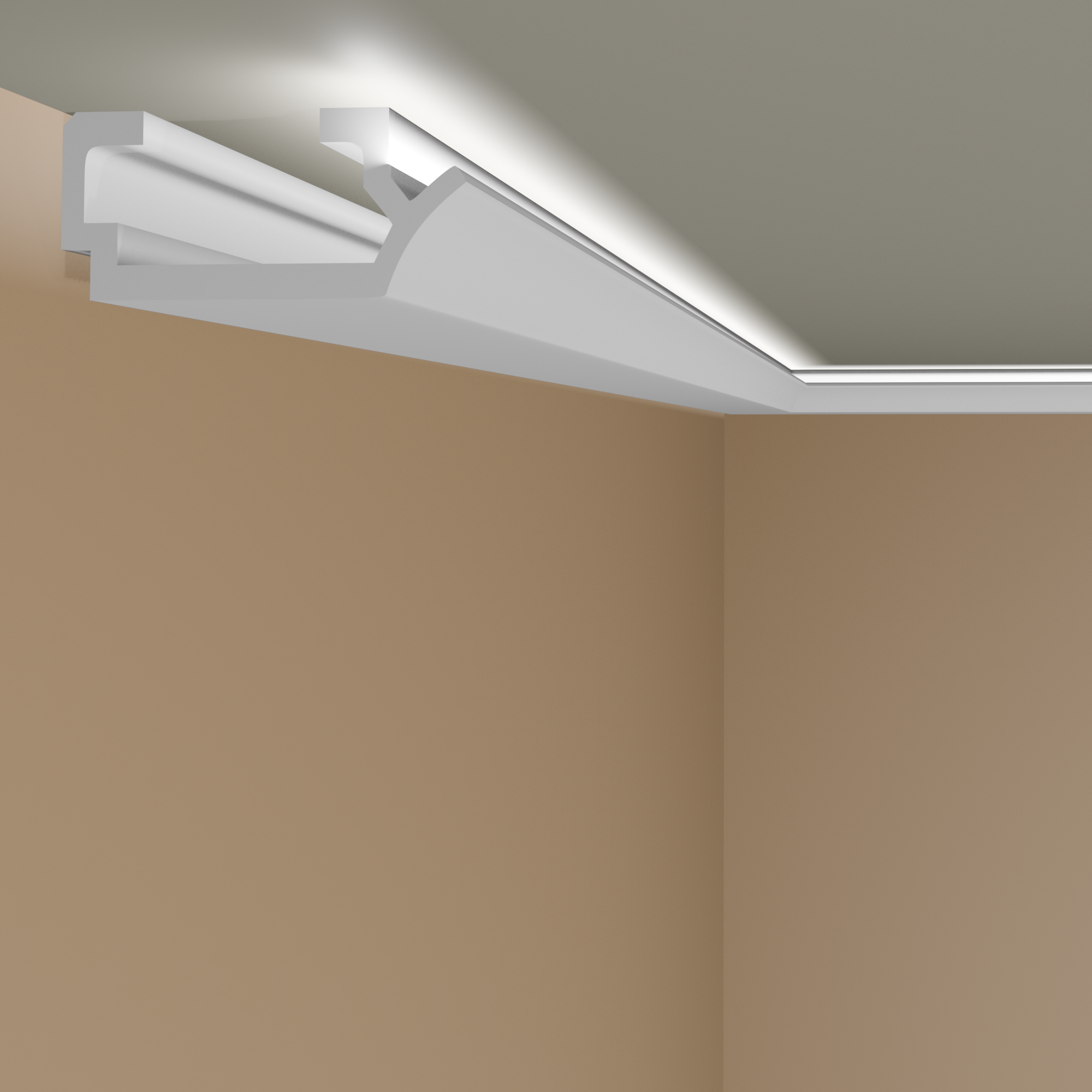 Elite Decor Lichtleiste KD410 Polystyrol 110 x 240 x 1150 mm Weiß Styropor Stuckleiste Deckenleiste