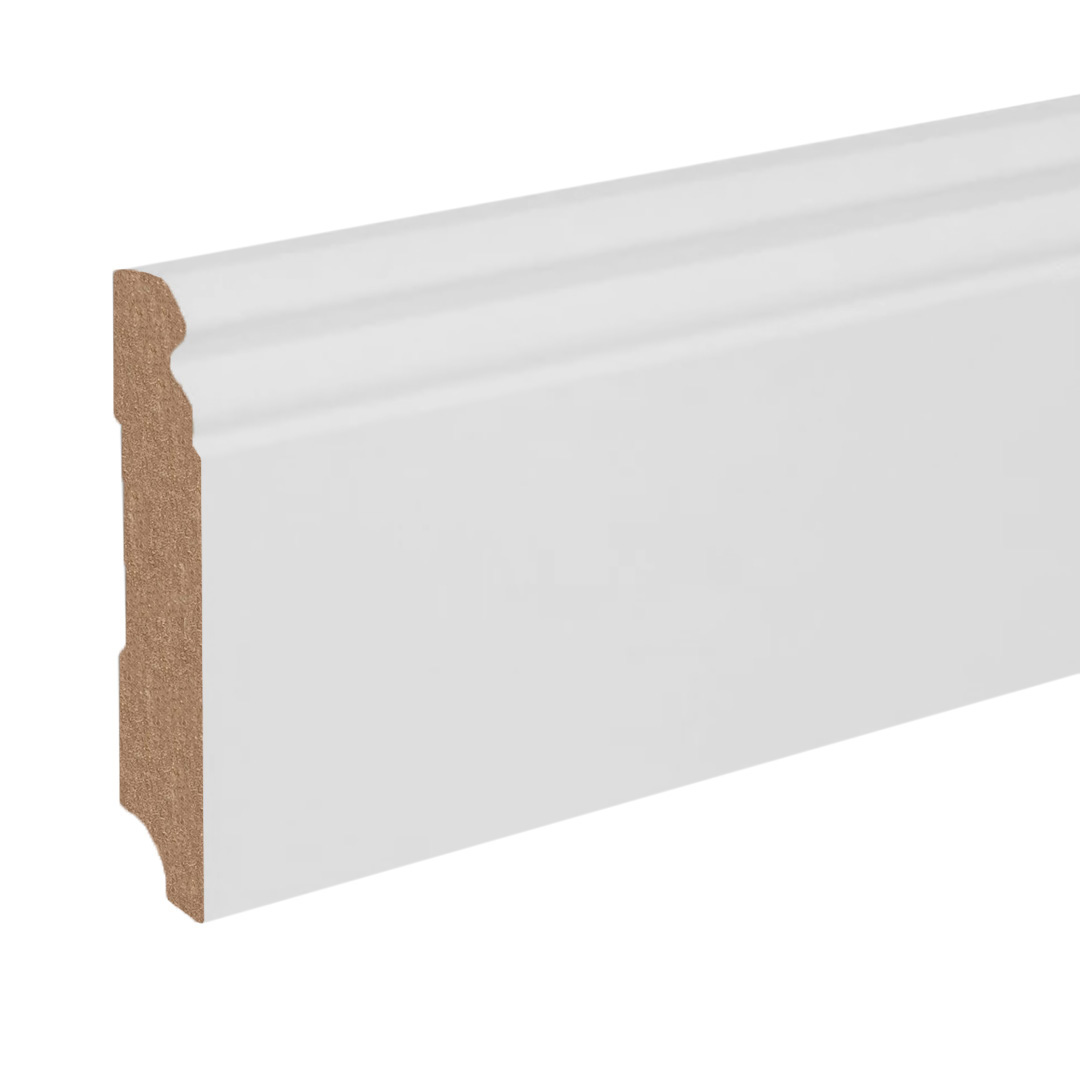 Sockelleiste / Fußleiste / Bodenleiste Bergamo-8 (65778) | 19 x 96 x 2500 mm | Weiß