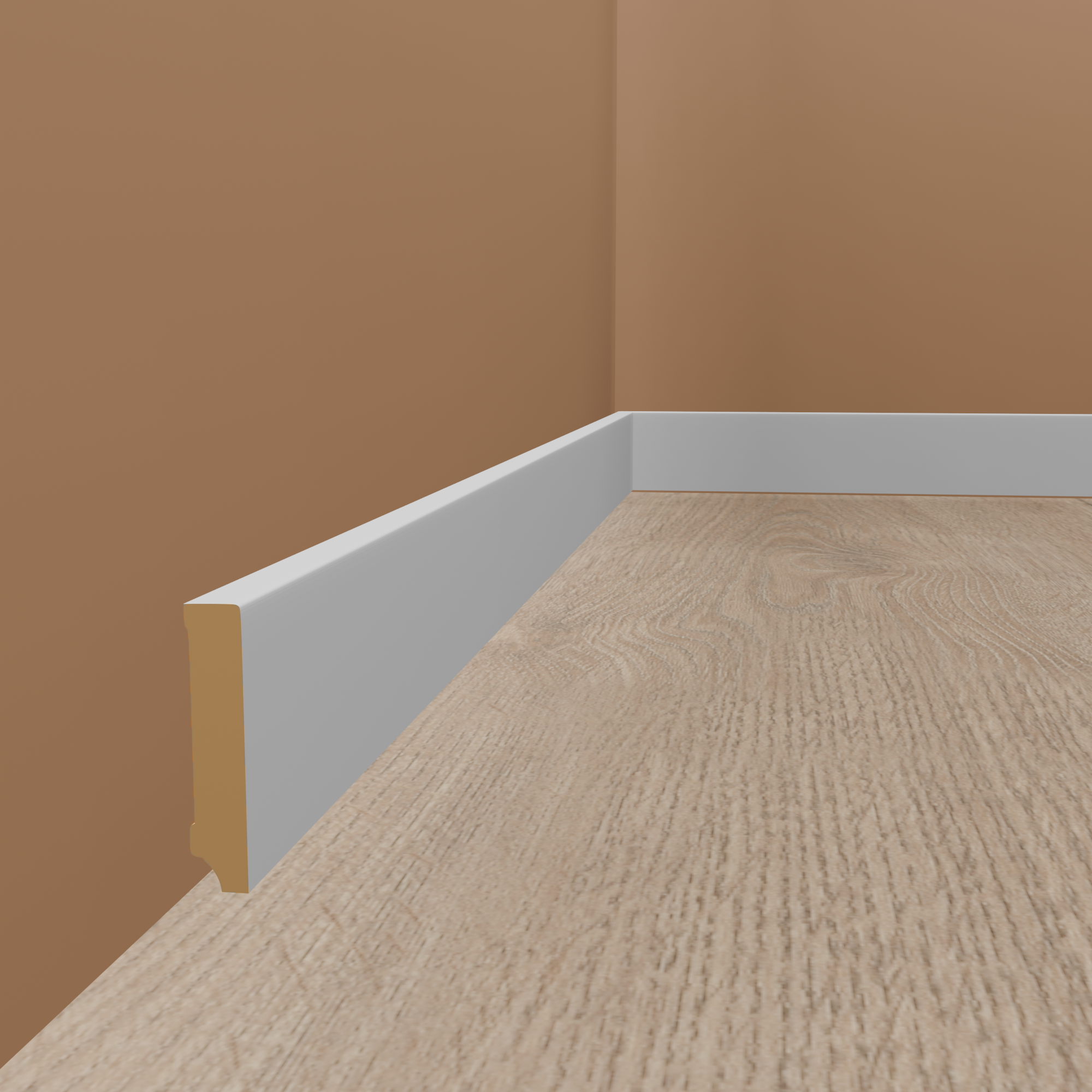 Sockelleiste Eckiges Profil 16 x 70 x 2500 mm MDF foliert Weiß Klassisch by PROVISTON