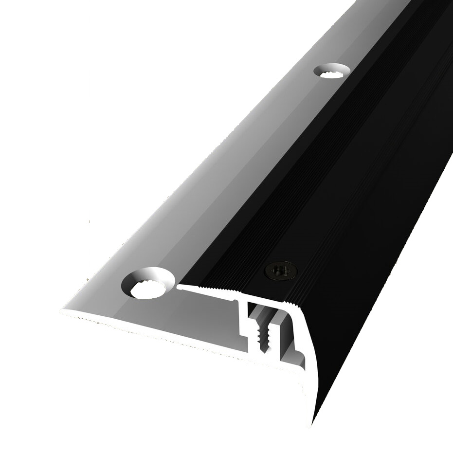 Treppenkantenprofil 27 x 23 mm Aluminium Winkelprofil Geriffelt Versenkt Gebohrt Küberit