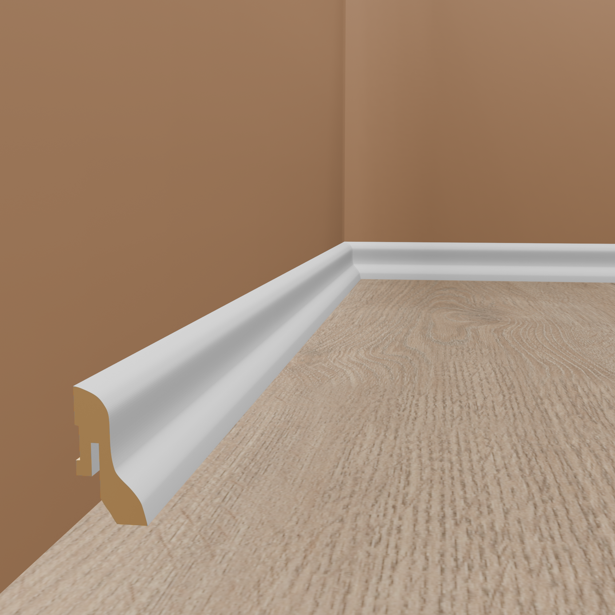 Kosche | Sockelleiste | 73572 | 20 x 40 x 2500 mm | MDF foliert | Uni Weiß | Geschwungen