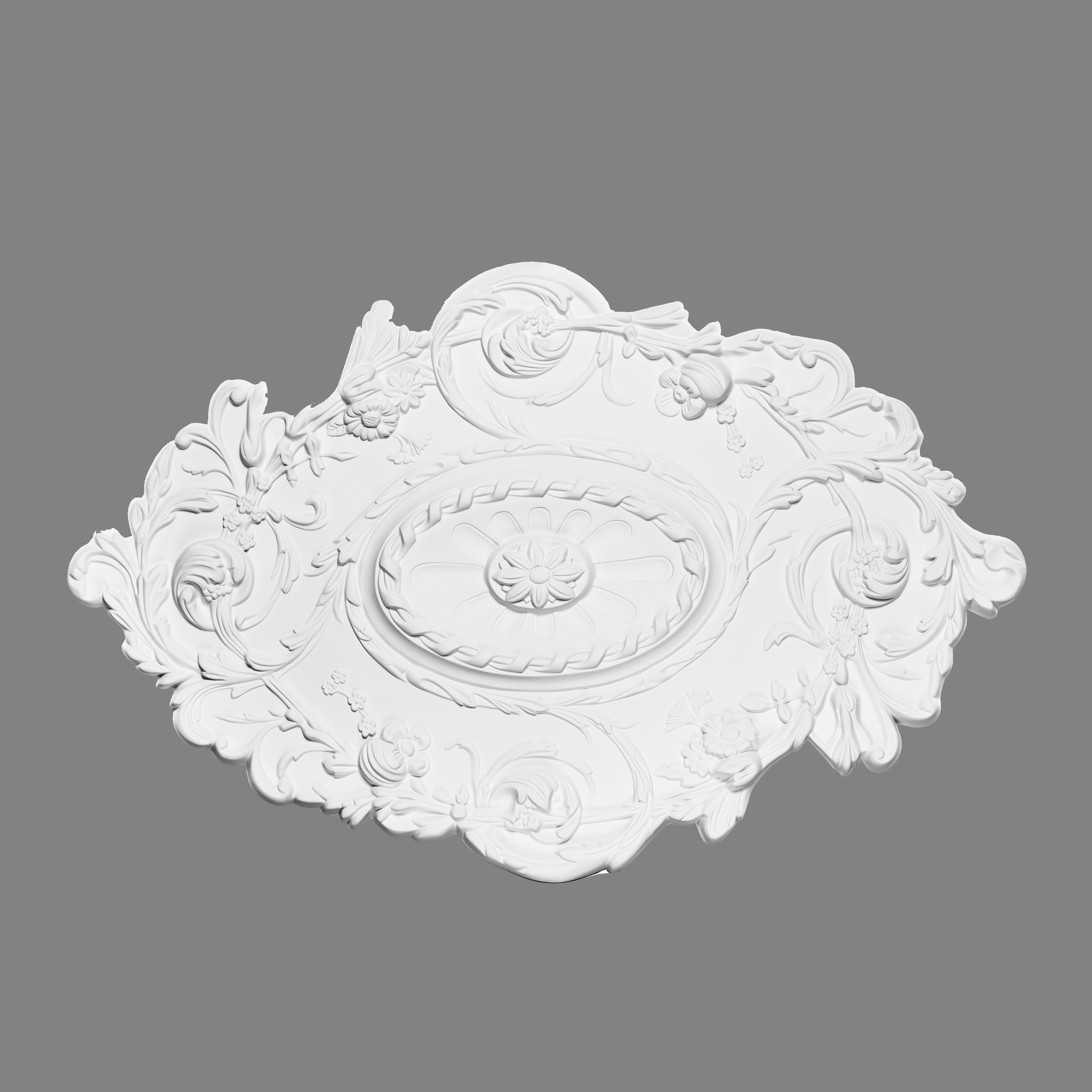 Mardom Rosette / Deckenkuppel B2021 Profoam 510 x 40 x 748 mm Weiß Stuckrosette Deckenrosette Oval