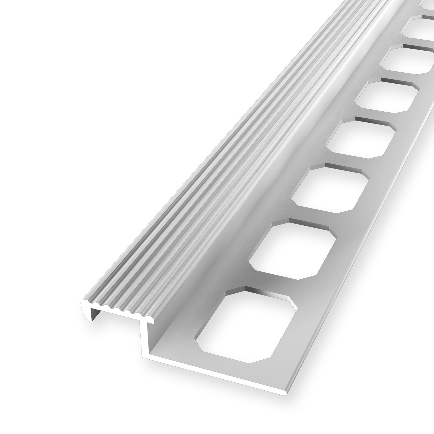 Treppenkantenprofil 9 x 20 x 2500 mm Einfasshöhe 9 mm Aluminium Fliesenprofil Gestanzt Küberit