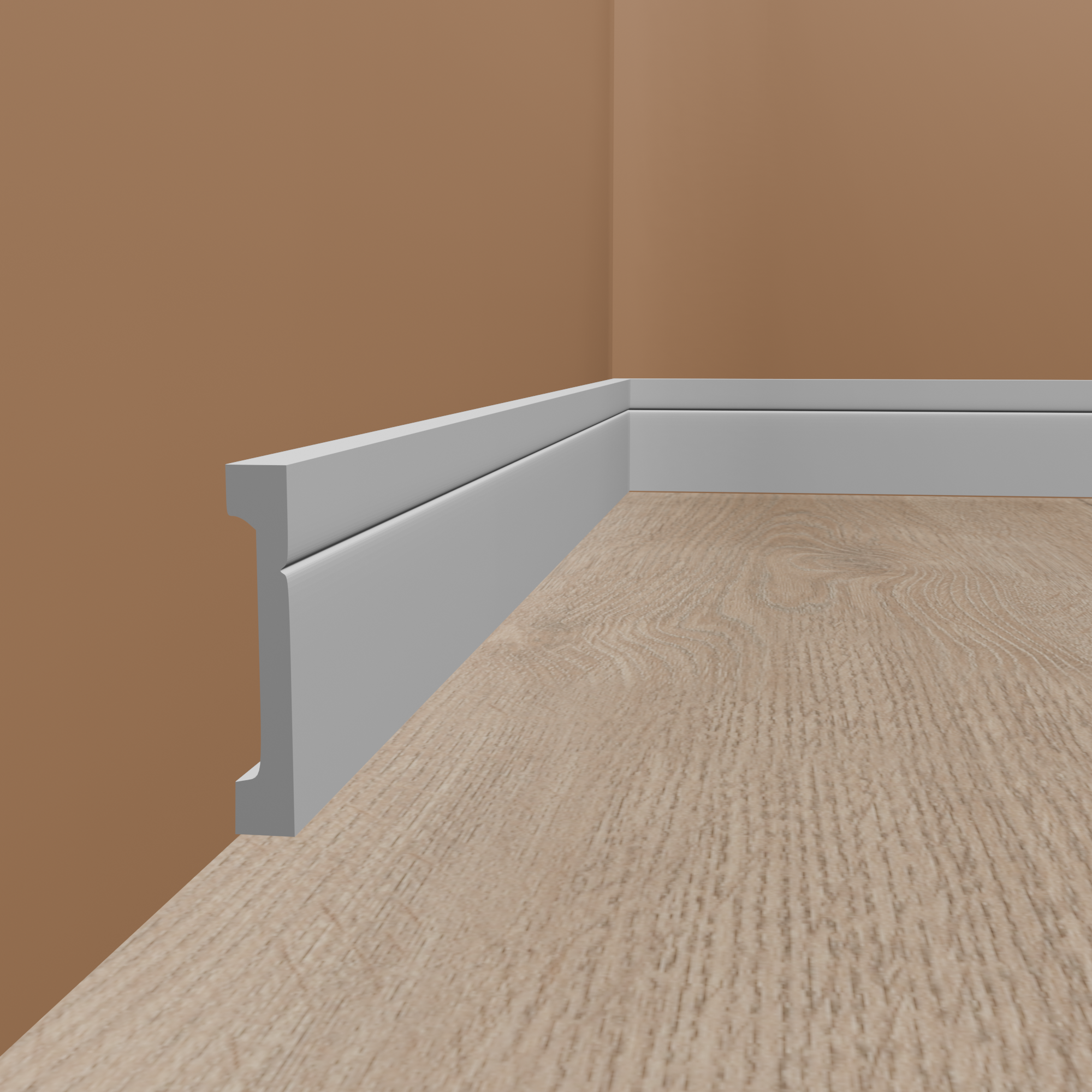 PROVISTON | Sockelleiste "NE235P" | 18 x 18 x 2000 mm | Satin Weiß | Fußleiste | Viertelstab