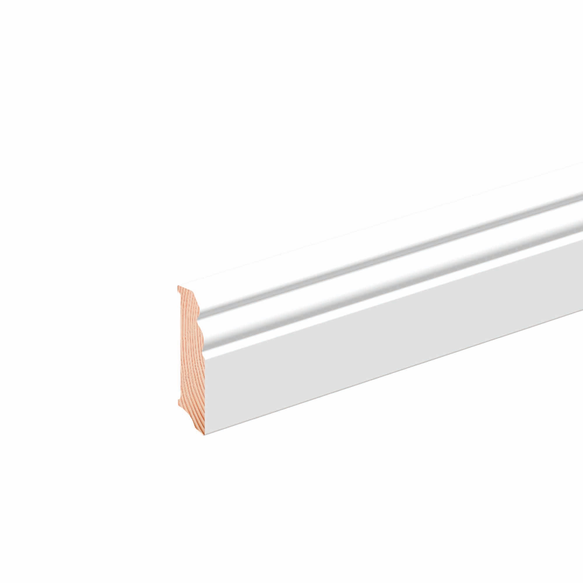 Sockelleiste L0137OC Kiefernholz Weiß beschichtet 16 x 70 x 2400 mm - Neuhofer