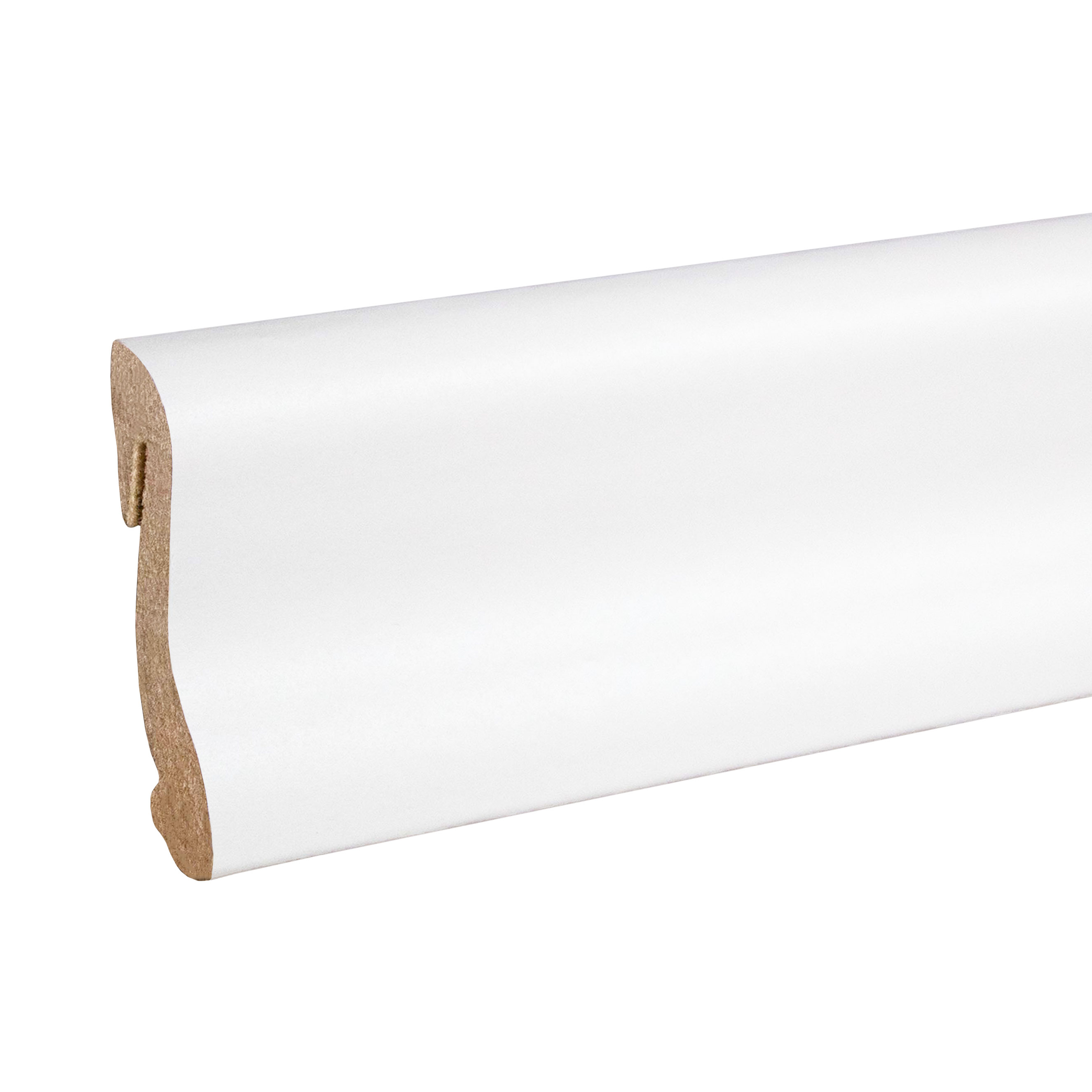 PROVISTON | abgerundete Fußleiste | MDF weiß | Sockelleiste modern | 18.5 x 38.5 x 2400 mm