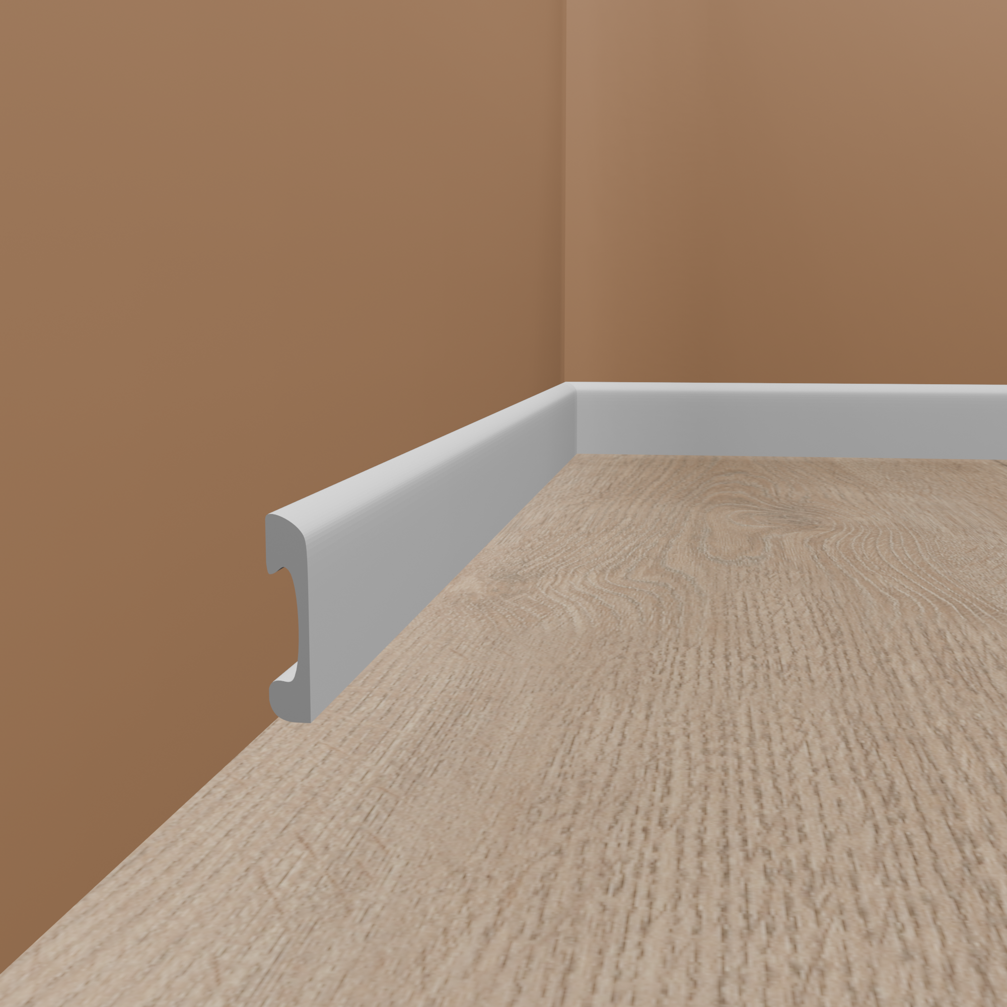 PROVISTON | Sockelleiste "NE004P" | 15 x 50 x 2000 mm | Satin Weiß | Fußleiste | Mit Kabelkanal