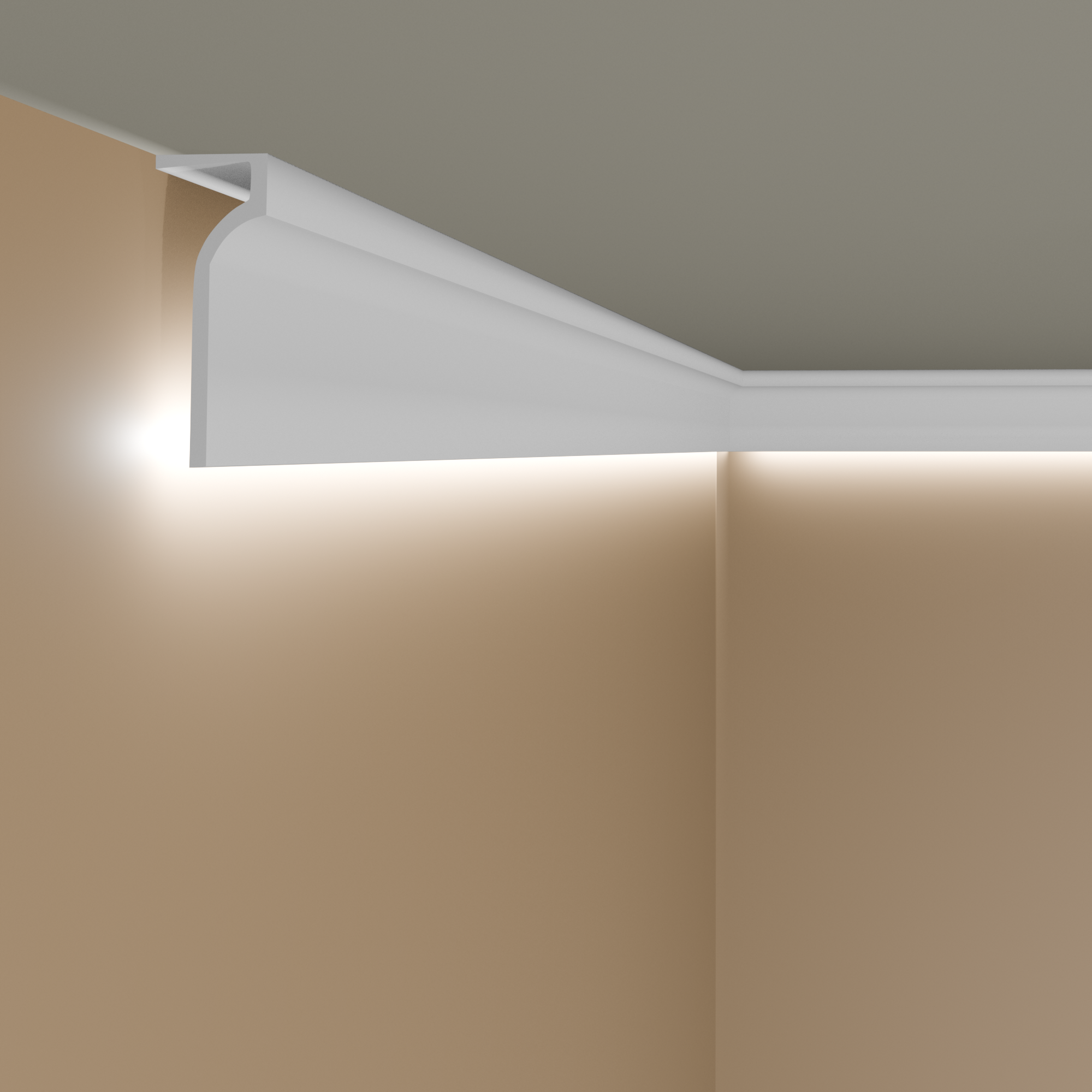 Elite Decor | Lichtleiste P891 | Polyurethan | 130 x 50 x 2000 mm | Weiß | Styropor Deckenleiste