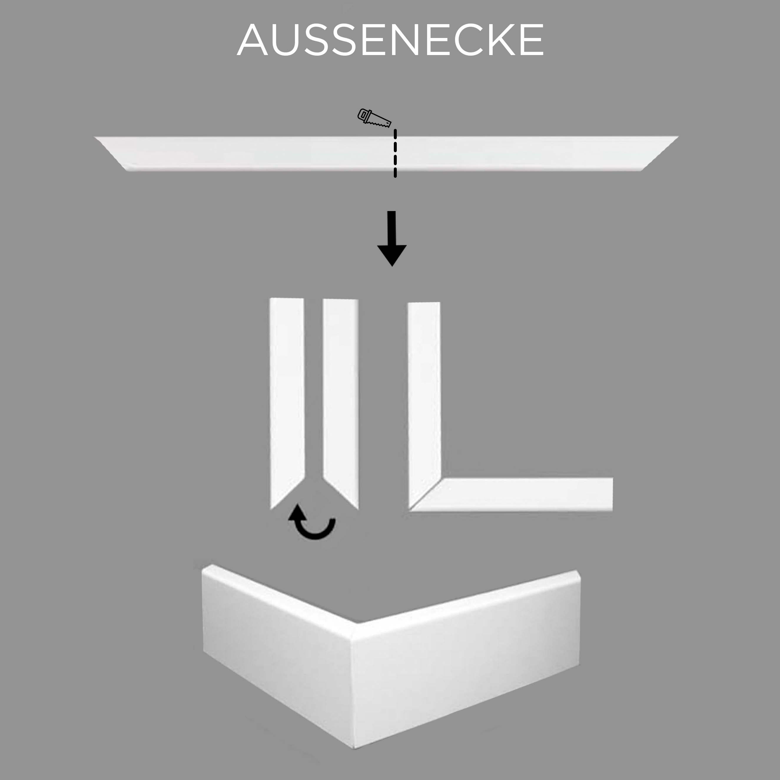 PROVISTON Sockelleisten Innen- oder Außenwinkel | Für Fliesenabdeckleiste 22 x 100 mm Eckig Weiß