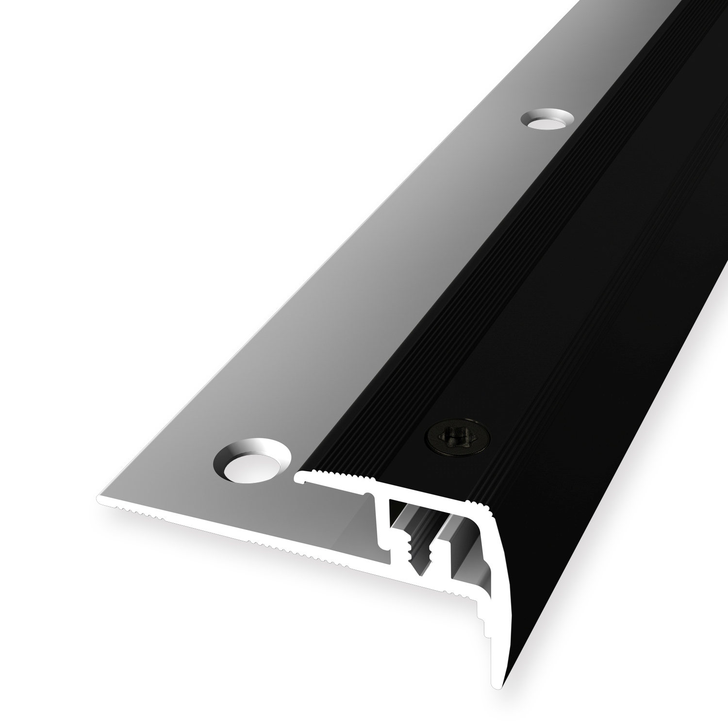 Treppenkantenprofil 21 x 21.5 mm Aluminium Winkelprofil Geriffelt Versenkt Gebohrt Küberit