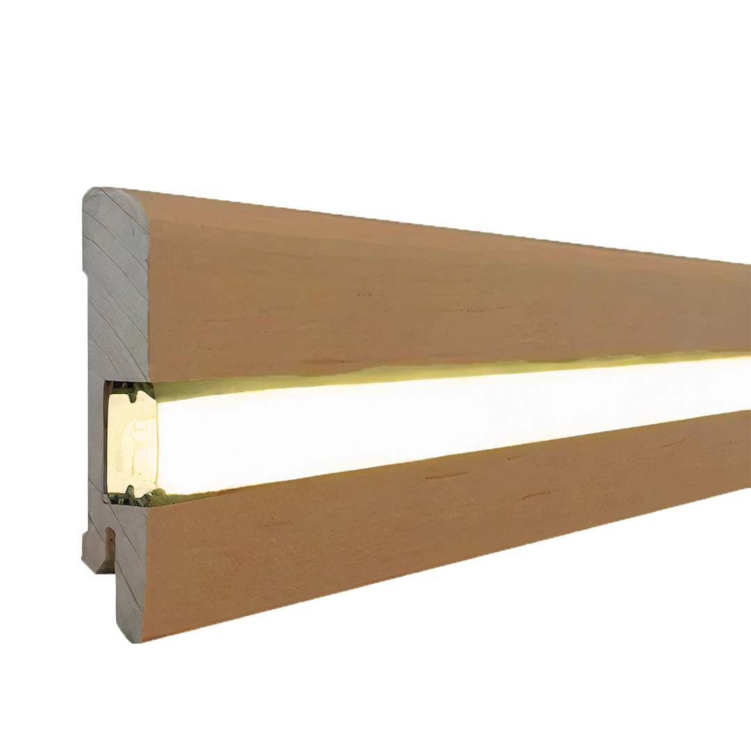 Hochwertige Licht Fußleiste Echtholz furniert lackiert braun 15 x 70 x 2500 mm by PROVISTON