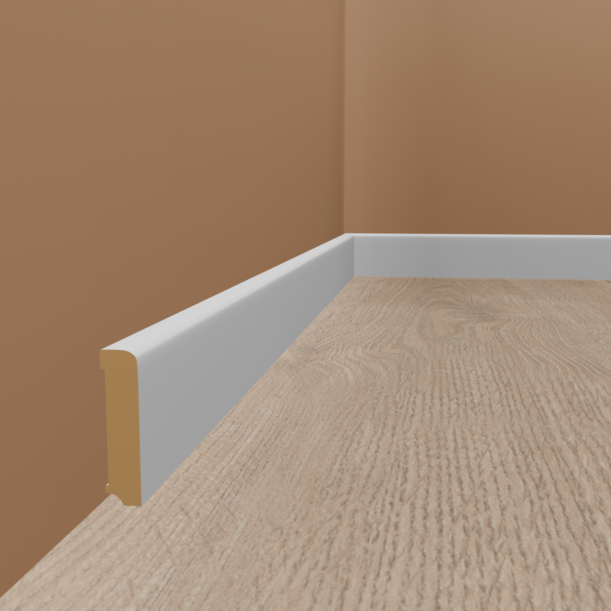 Sockelleiste Eckiges Profil 10 x 58 x 2500 mm MDF foliert Weiß Klassisch by PROVISTON