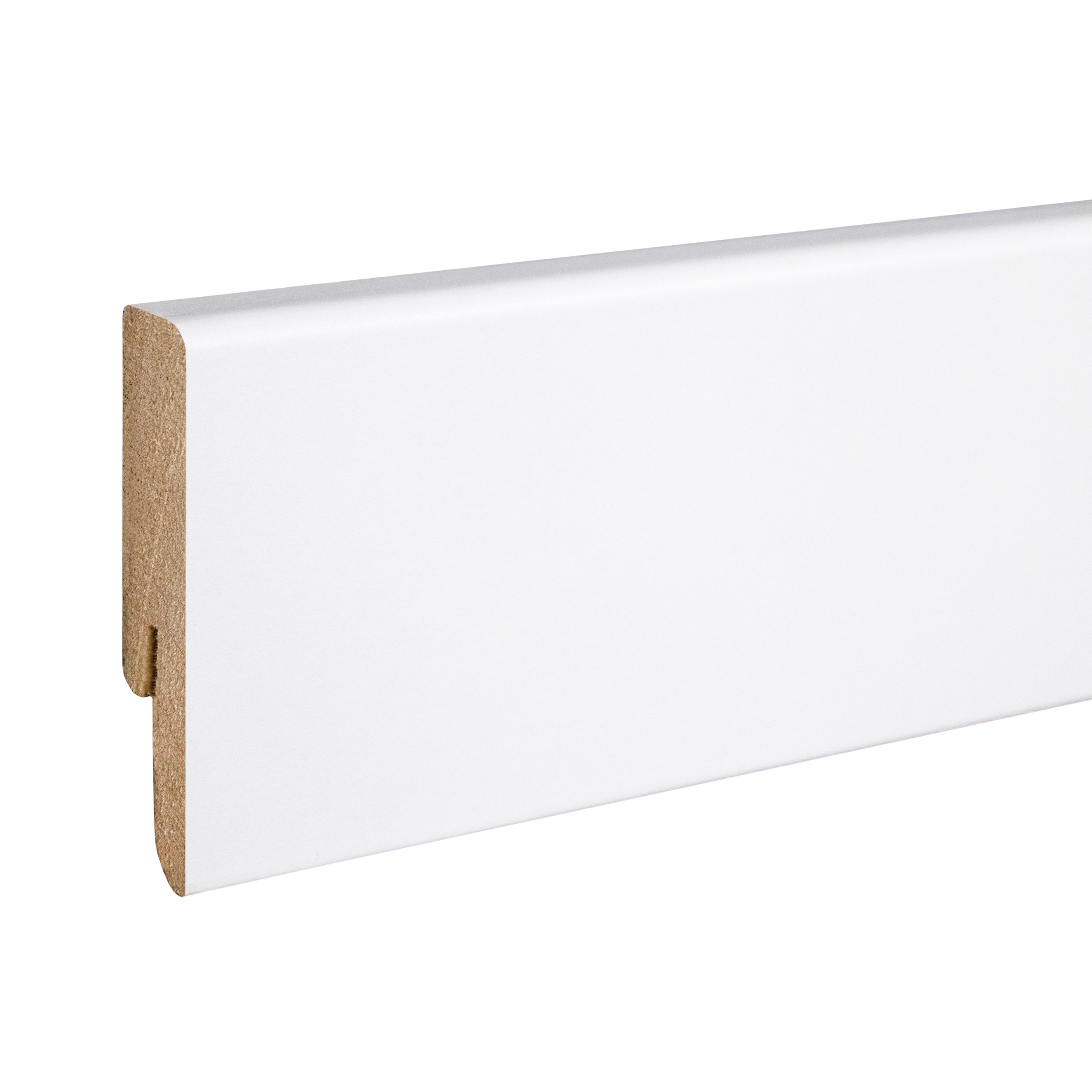 PROVISTON abgerundete Fußleiste 12 x 58 x 2400mm foliert weiß Sockelleiste rund MDF-Leiste