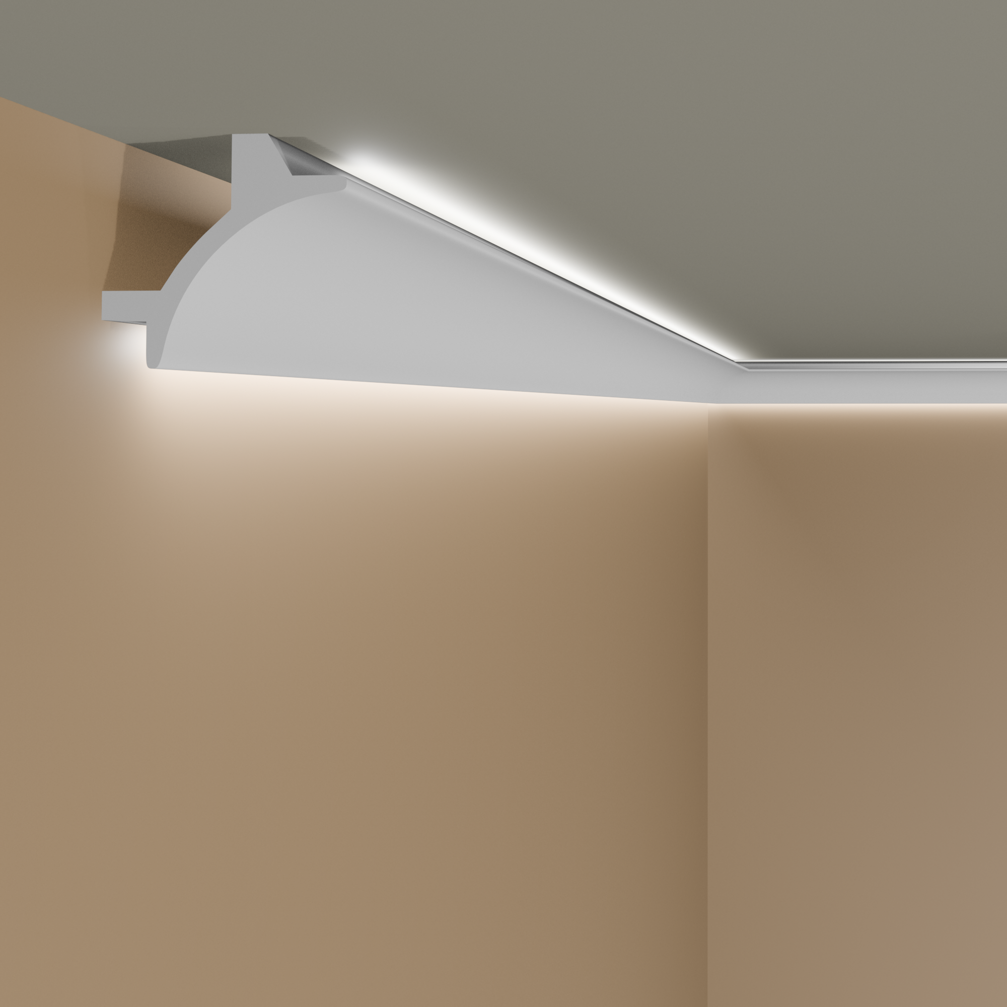 Elite Decor Lichtleiste KF706 | Polyurethan 115 x 115 x 2000 mm Weiß Styropor Deckenleiste