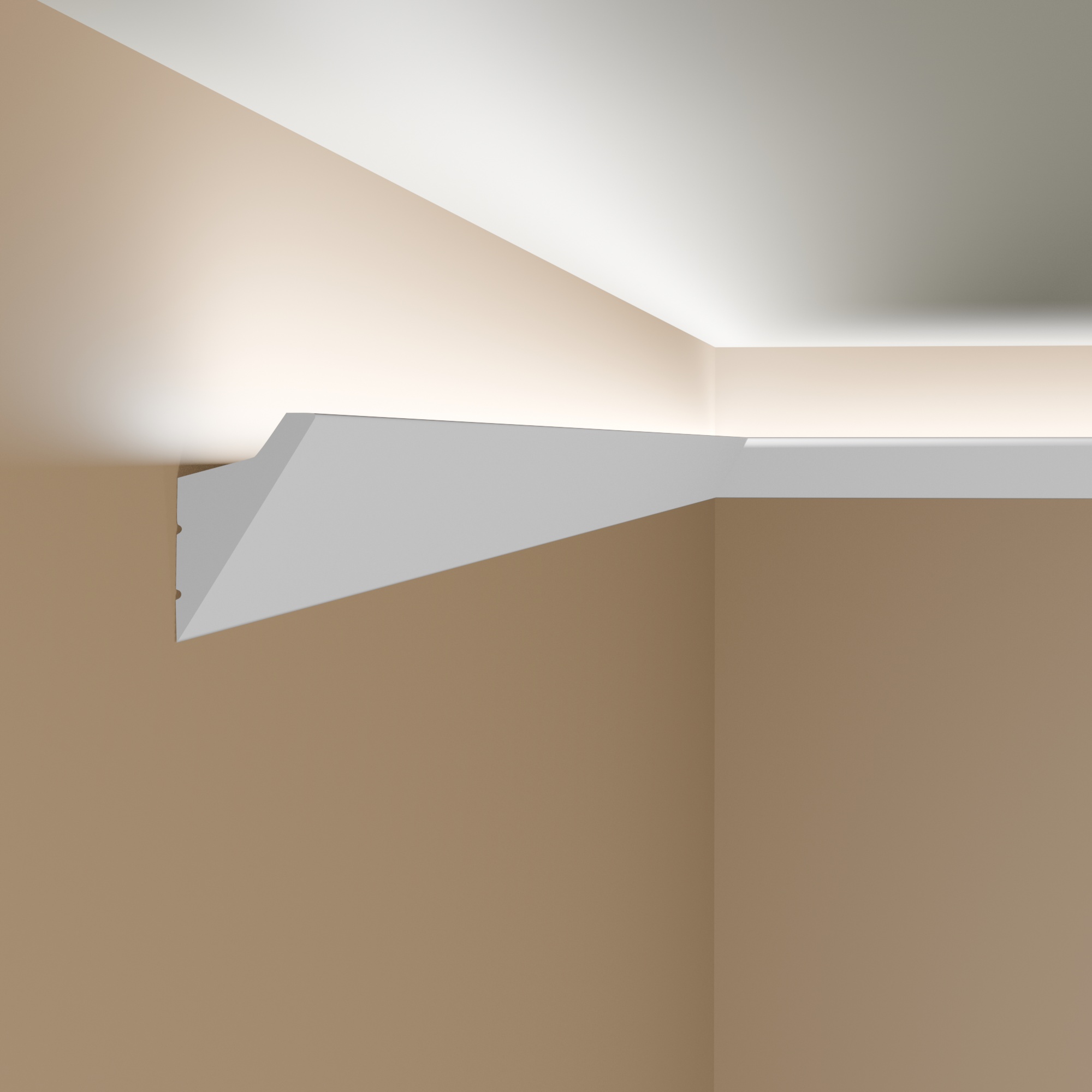 Design Licht Stuckleiste (NMC Wallstyl IL4) aus hochfestem Polystyrol (37.5 x 60 x 2000 mm) (LED Lei