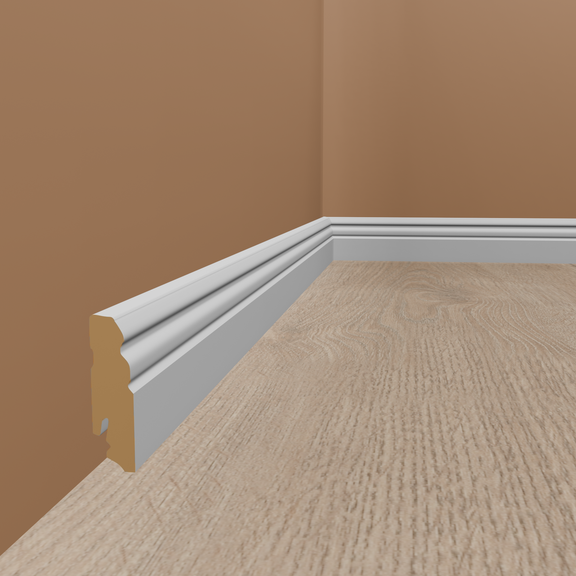 PROVISTON Fußleiste MDF Sockelleiste 18 x 70 x 2400 mm Weiß Foliert Berliner Profil