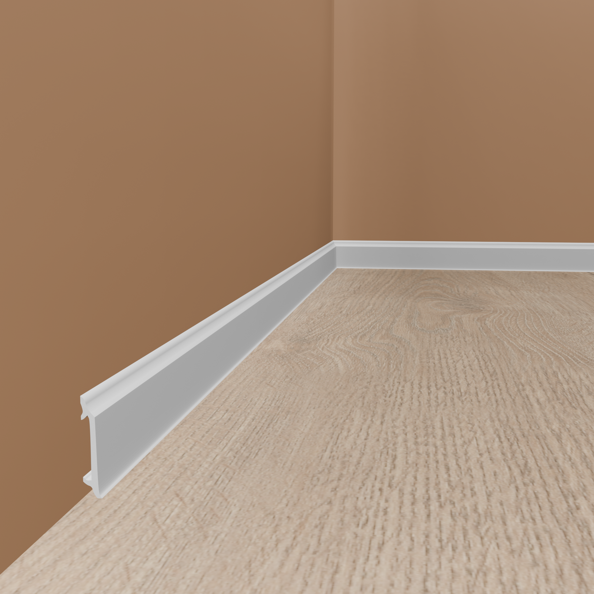 PROVISTON | Sockelleiste "NE8300P" | 17 x 82 x 2000 mm | Satin Weiß | Fußleiste | Mit Kabelkanal