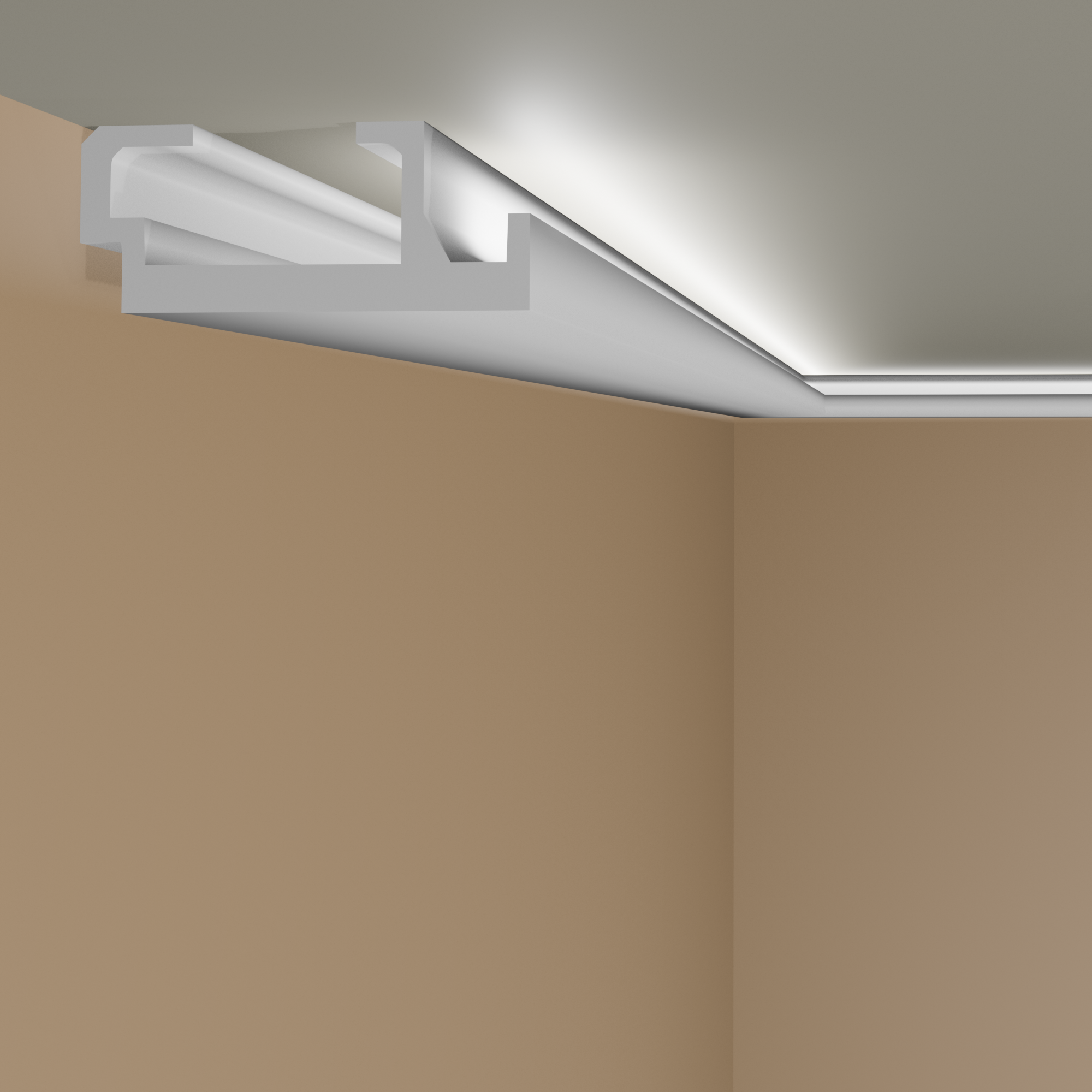 Elite Decor | Lichtleiste "KD408" | Polystyrol | 195 x 80 x 1150 mm | Weiß | Styropor Deckenleiste