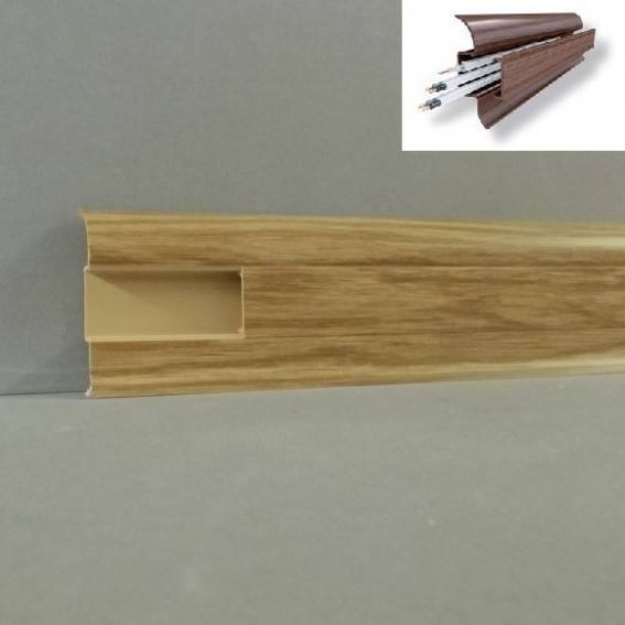 Sockelleisten Kunststoff PVC mit Kabelkanal Walnuss (18 x 55 mm
