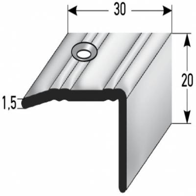 Treppenkantee "Paludi" / Winkelprofil 20 mm x 30 mm Edelstahl, Rutschhemmend R10 DIN 51130,