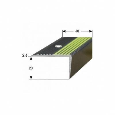 Treppenkante "Cecina" Winkelprofil 23 x 40 mm Alu, abriebfest Spezialemailliert, nachleucht. Rillen