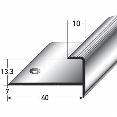 Einschubprofil "Embrun", mit Nase für Parkett, 13,3 mm Einfasshöhe, Aluminium eloxiert, gebohrt